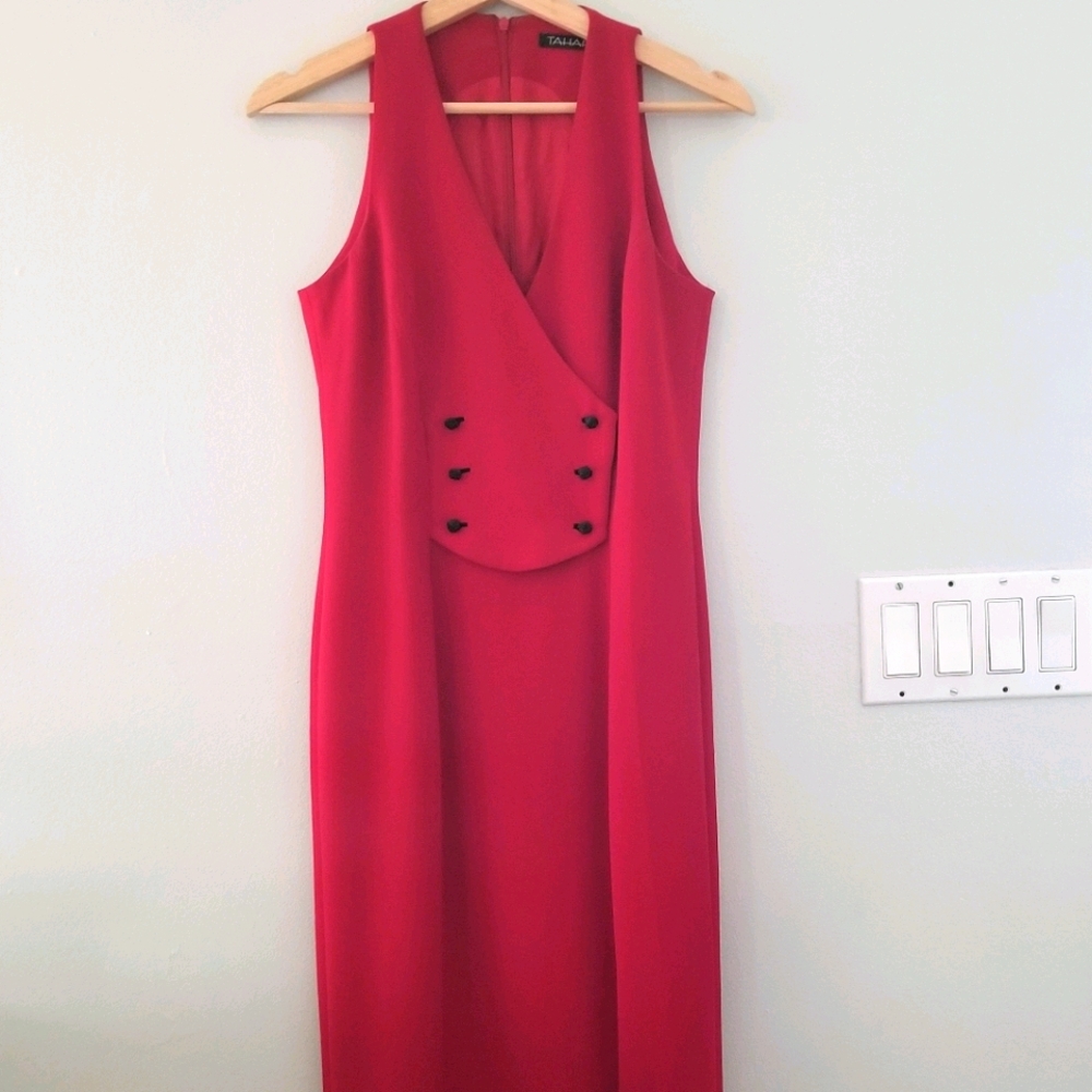 Vintage Tahari formal red dress